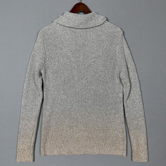 White House Black Market Silver Metallic Ombre Sweater Medium Cowl Neck Pullover - Picture 8 of 16